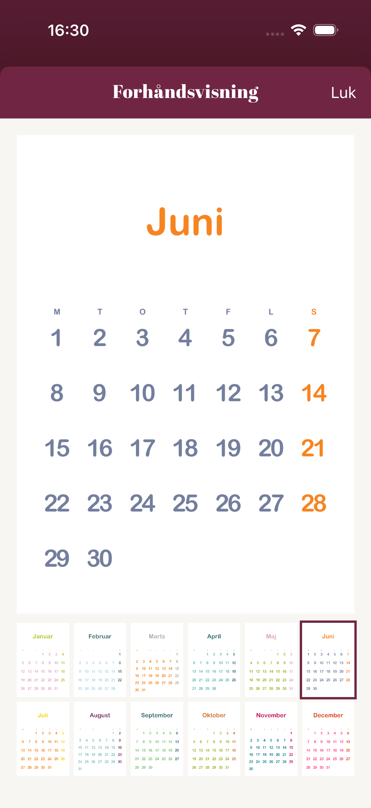 Calendarly app-skærmbillede