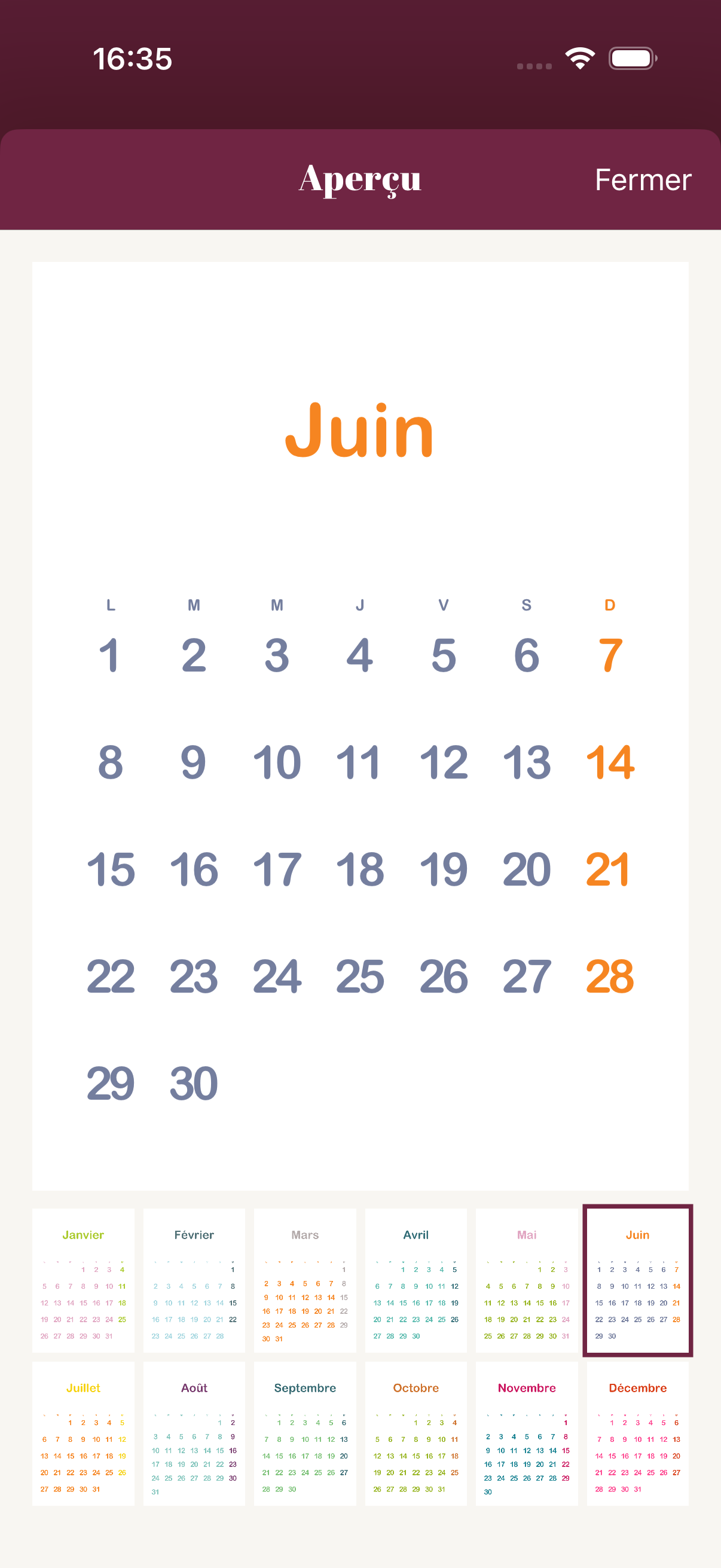 Capture d'écran de l'application Calendarly